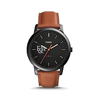 Fossil Black Franklin & Marshall Diplomats The Minimalist Slim Light Brown Leather Watch