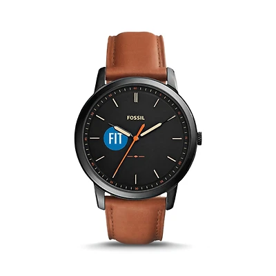 Fossil Black SUNY Fashion Institute of Technology Tigers The Minimalist Slim Light Brown Leather Watch
