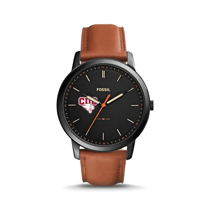 Fossil Black Concordia University (IL) Cougars The Minimalist Slim Light Brown Leather Watch
