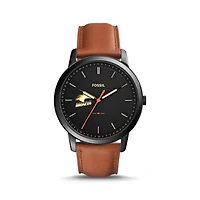 Fossil Black SUNY Delhi Broncos The Minimalist Slim Light Brown Leather Watch