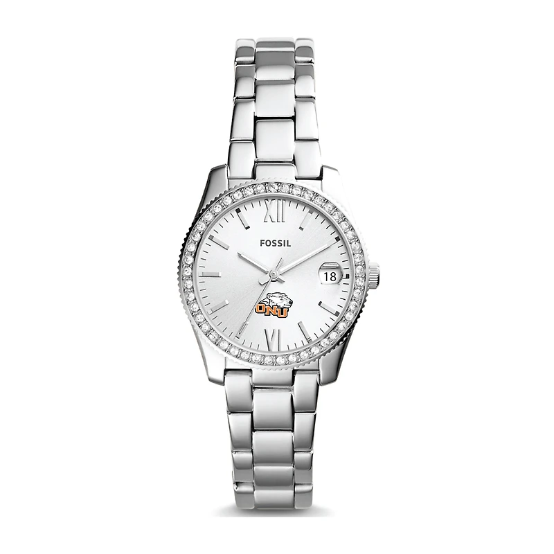 Women's Fossil Silver Ohio Northern Polar Bears Scarlette Mini Three-Hand Date Watch