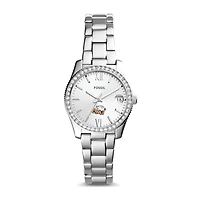 Women's Fossil Silver Ohio Northern Polar Bears Scarlette Mini Three-Hand Date Watch