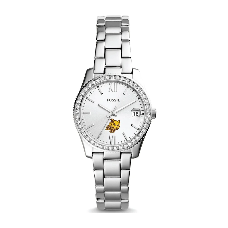 Women's Fossil Silver Rowan Profs Scarlette Mini Three-Hand Date Watch