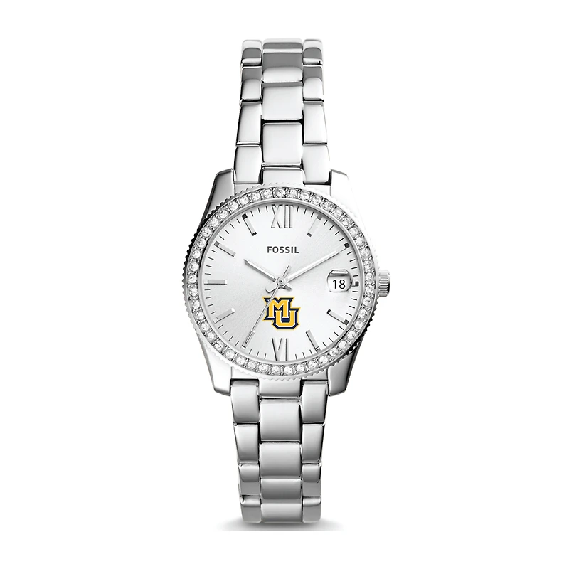 Women's Fossil Silver Marquette Golden Eagles Scarlette Mini Three-Hand Date Watch