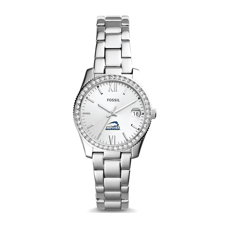 Women's Fossil Silver Hofstra University Pride Scarlette Mini Three-Hand Date Watch