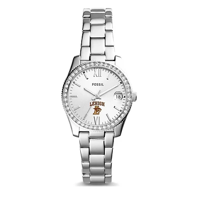 Women's Fossil Silver Lehigh Mountain Hawks Scarlette Mini Three-Hand Date Watch
