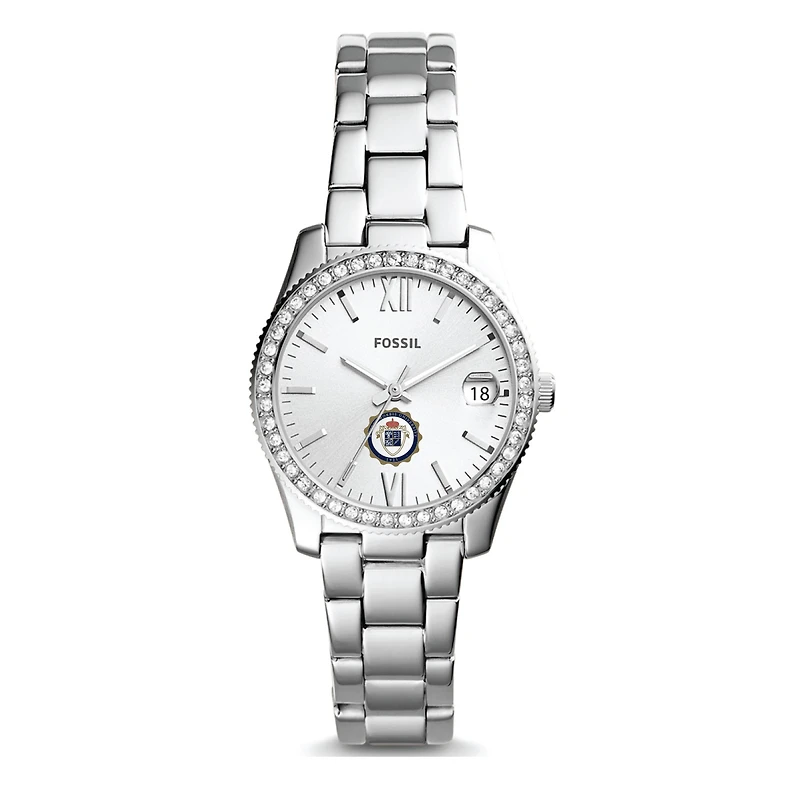 Women's Fossil Silver Robert Morris Colonials Scarlette Mini Three-Hand Date Watch
