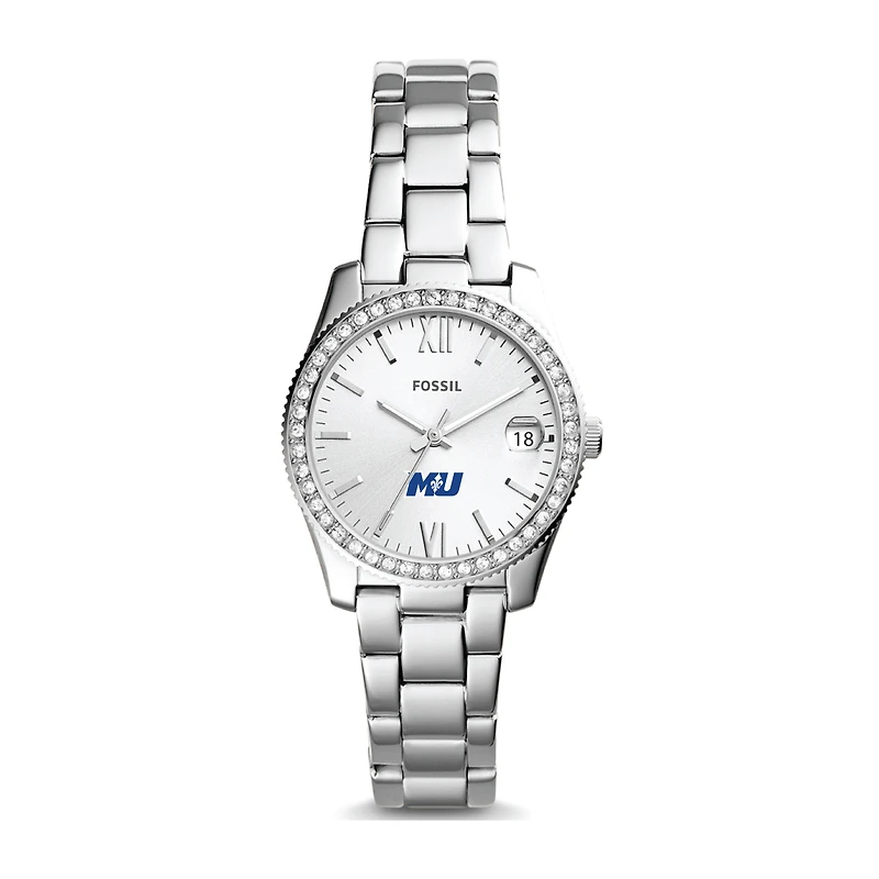 Women's Fossil Silver Marymount Saints Scarlette Mini Three-Hand Date Watch