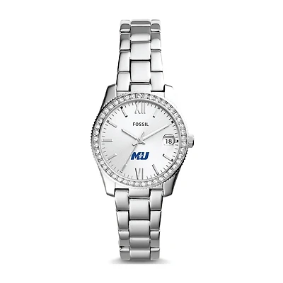 Women's Fossil Silver Marymount Saints Scarlette Mini Three-Hand Date Watch