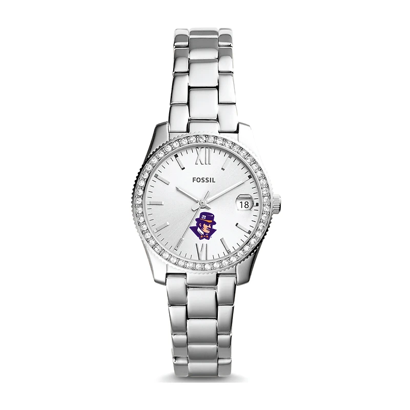 Women's Fossil Silver Evansville Purple Aces Scarlette Mini Three-Hand Date Watch