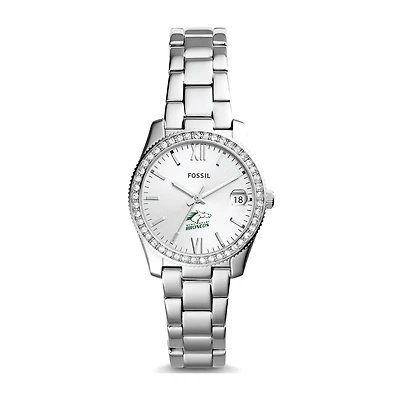 Women's Fossil Silver SUNY Delhi Broncos Scarlette Mini Three-Hand Date Watch