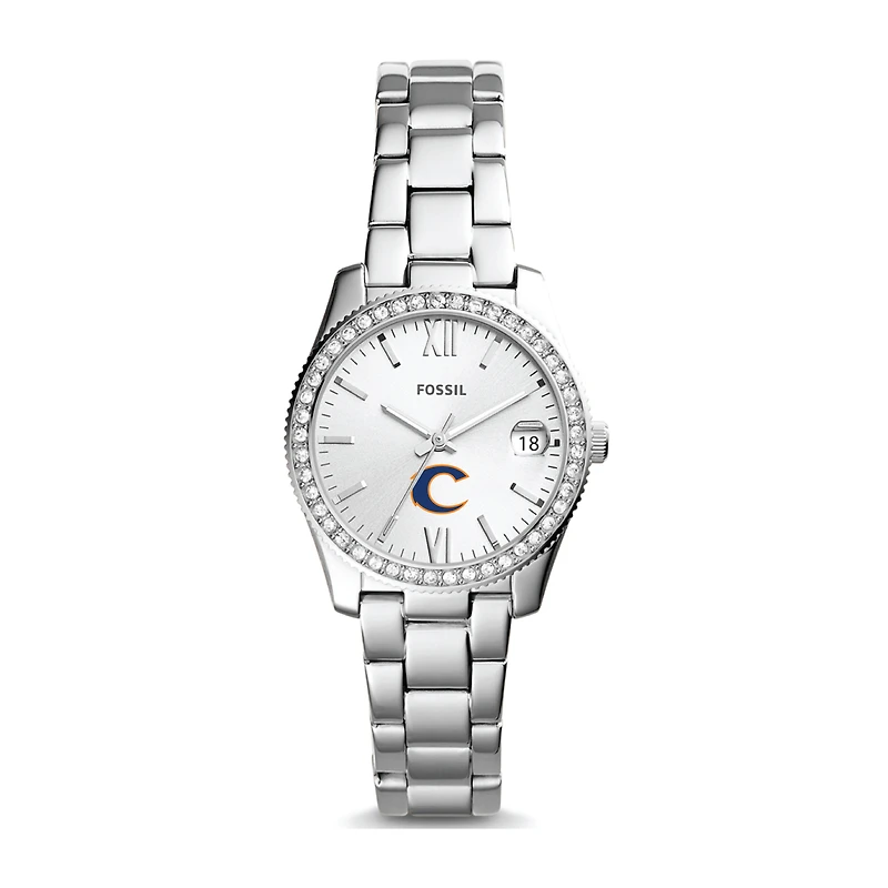 Women's Fossil Silver Clayton State Lakers Scarlette Mini Three-Hand Date Watch