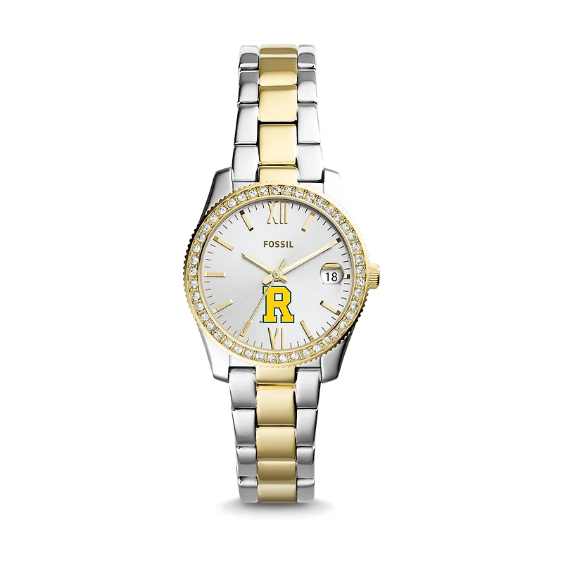 Women's Fossil Silver Rochester Yellow Jackets Scarlette Mini Two-Tone Stainless Steel Watch