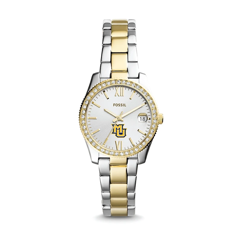 Women's Fossil Silver Marquette Golden Eagles Scarlette Mini Two-Tone Stainless Steel Watch