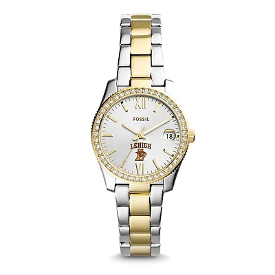 Women's Fossil Silver Lehigh Mountain Hawks Scarlette Mini Two-Tone Stainless Steel Watch