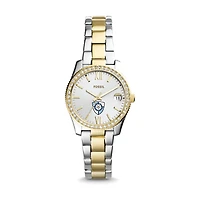 Women's Fossil Silver Notre Dame of Maryland Gators Scarlette Mini Two-Tone Stainless Steel Watch