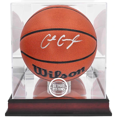Cade Cunningham Detroit Pistons Autographed Wilson Replica Basketball with Mahogany Team Logo Display Case