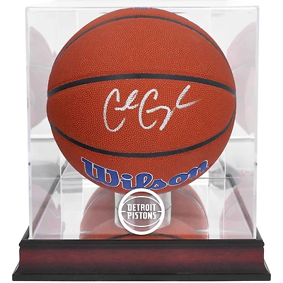 Cade Cunningham Detroit Pistons Autographed Wilson Team Logo Basketball with Mahogany Team Logo Display Case