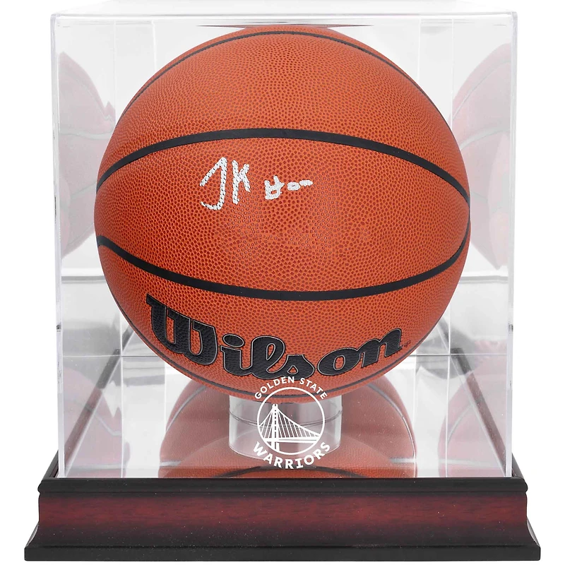 Jonathan Kuminga Golden State Warriors Autographed Wilson Replica Basketball with Mahogany Team Logo Display Case
