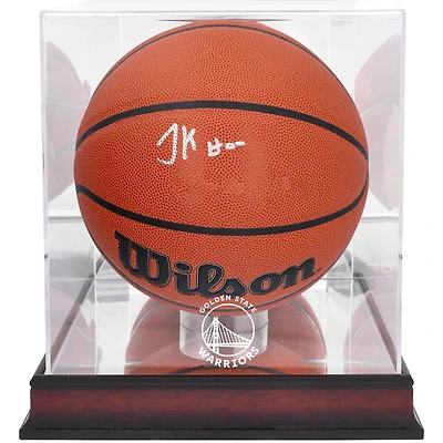 Jonathan Kuminga Golden State Warriors Autographed Wilson Replica Basketball with Mahogany Team Logo Display Case