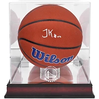 Jonathan Kuminga Golden State Warriors Autographed Wilson Team Logo Basketball with Mahogany Team Logo Display Case