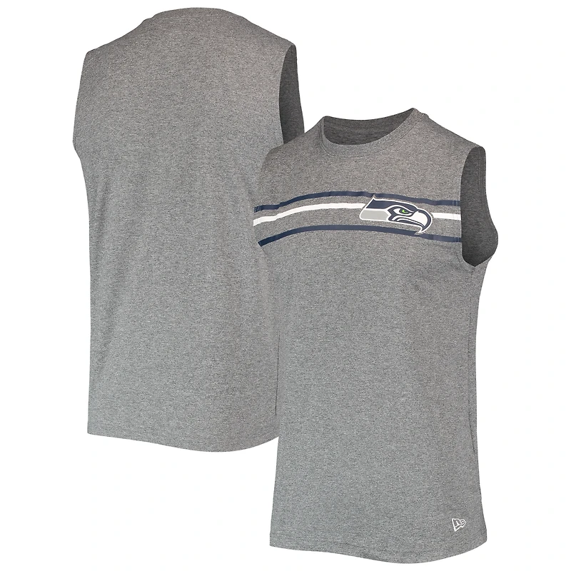 Men's New Era Heathered Gray Seattle Seahawks Brushed Sleeveless Tank Top