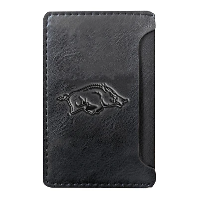 Black Arkansas Razorbacks Debossed Faux Leather Phone Wallet Sleeve