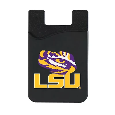 Black LSU Tigers Logo Top Loading Faux Leather Phone Wallet Sleeve