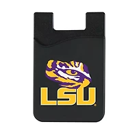 Black LSU Tigers Logo Top Loading Faux Leather Phone Wallet Sleeve