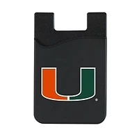Black Miami Hurricanes Top Loading Faux Leather Phone Wallet Sleeve