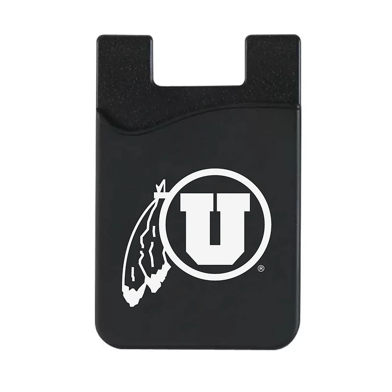 Black Utah Utes Top Loading Faux Leather Phone Wallet Sleeve