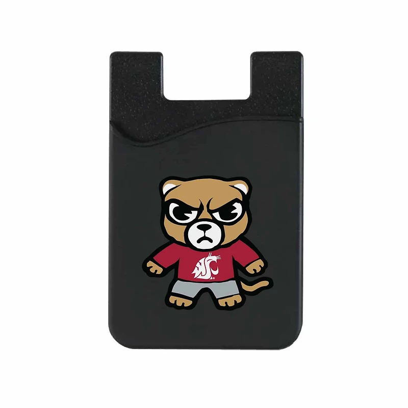 Black Washington State Cougars Mascot Top Loading Faux Leather Phone Wallet Sleeve