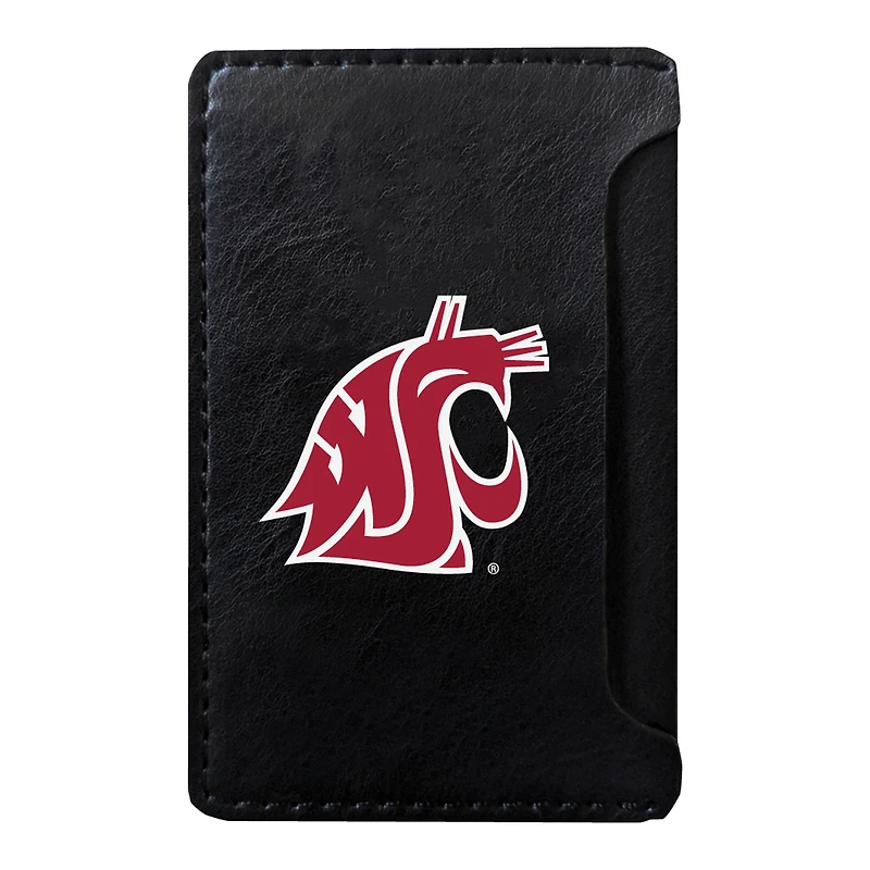 Black Washington State Cougars Faux Leather Phone Wallet Sleeve