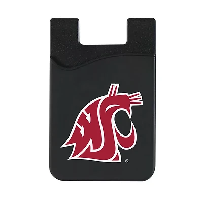 Black Washington State Cougars Logo Top Loading Faux Leather Phone Wallet Sleeve