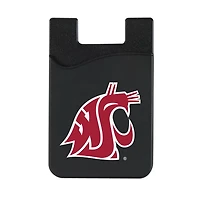 Black Washington State Cougars Logo Top Loading Faux Leather Phone Wallet Sleeve