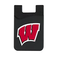 Black Wisconsin Badgers Top Loading Faux Leather Phone Wallet Sleeve