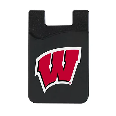 Black Wisconsin Badgers Top Loading Faux Leather Phone Wallet Sleeve