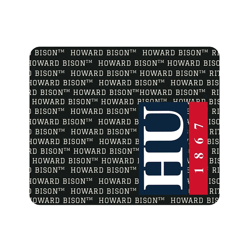Black Howard Bison Repeat Text Mouse Pad
