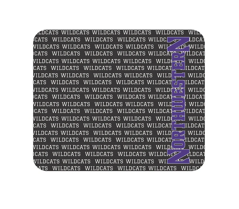 Black Northwestern Wildcats Repeat Text Mouse Pad
