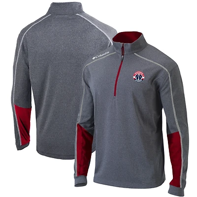 Men's Columbia Heathered Gray/Red Washington Wizards Omni-Wick Shotgun 2.0 Quarter-Zip Pullover Top