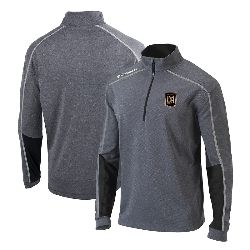 Men's Columbia Heathered Gray/Black LAFC Omni-Wick Shotgun 2.0 Quarter-Zip Pullover Top