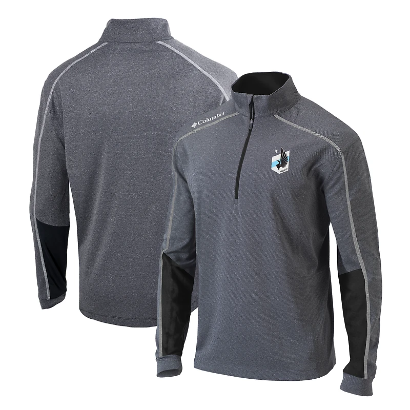Men's Columbia Heathered Gray/Black Minnesota United FC Omni-Wick Shotgun 2.0 Quarter-Zip Pullover Top