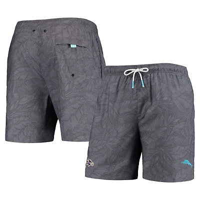 Men's Tommy Bahama Black Baltimore Ravens Naples Layered Leaves Swim Trunks