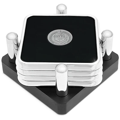 Silver Stevens Institute of Technology Ducks 4-Piece Logo Square Coaster Set in Presentation Stand