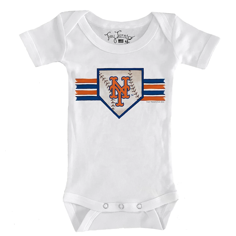 Infant Tiny Turnip White New York Mets Base Stripe Bodysuit