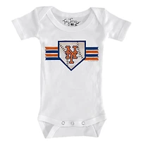 Infant Tiny Turnip White New York Mets Base Stripe Bodysuit