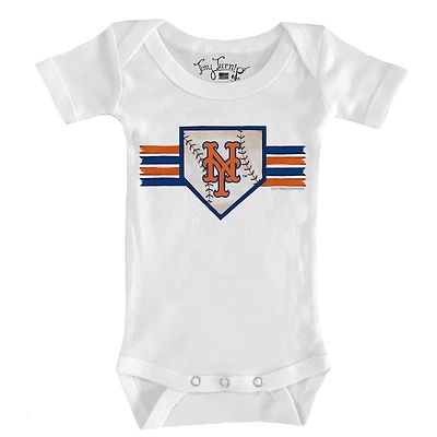 Infant Tiny Turnip White New York Mets Base Stripe Bodysuit