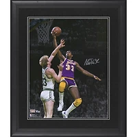 Magic Johnson Los Angeles Lakers Autographed Framed 16" x 20" Lay Up vs. Larry Bird Photograph