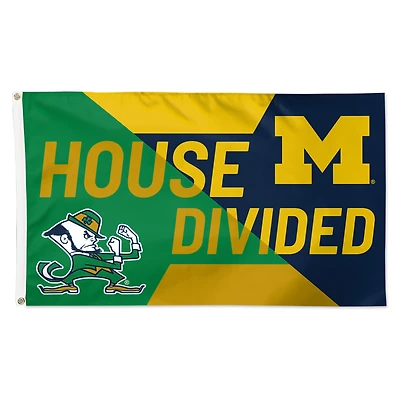 WinCraft Michigan Wolverines vs Notre Dame Fighting Irish 3' x 5' Single-Sided Deluxe House Divided Flag