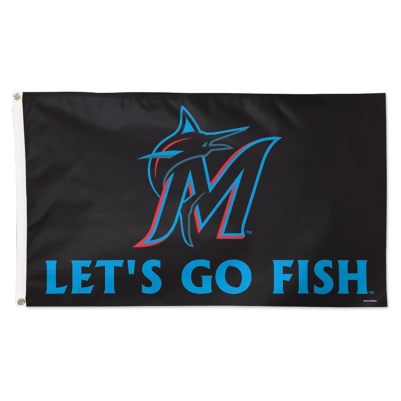 WinCraft Miami Marlins 3' x 5' Single-Sided Deluxe Team Slogan Flag